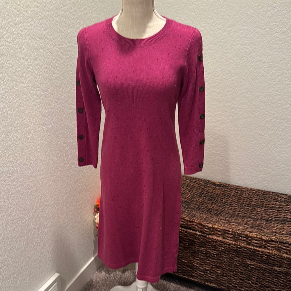 Women's purplish Button-Sleeve Dress